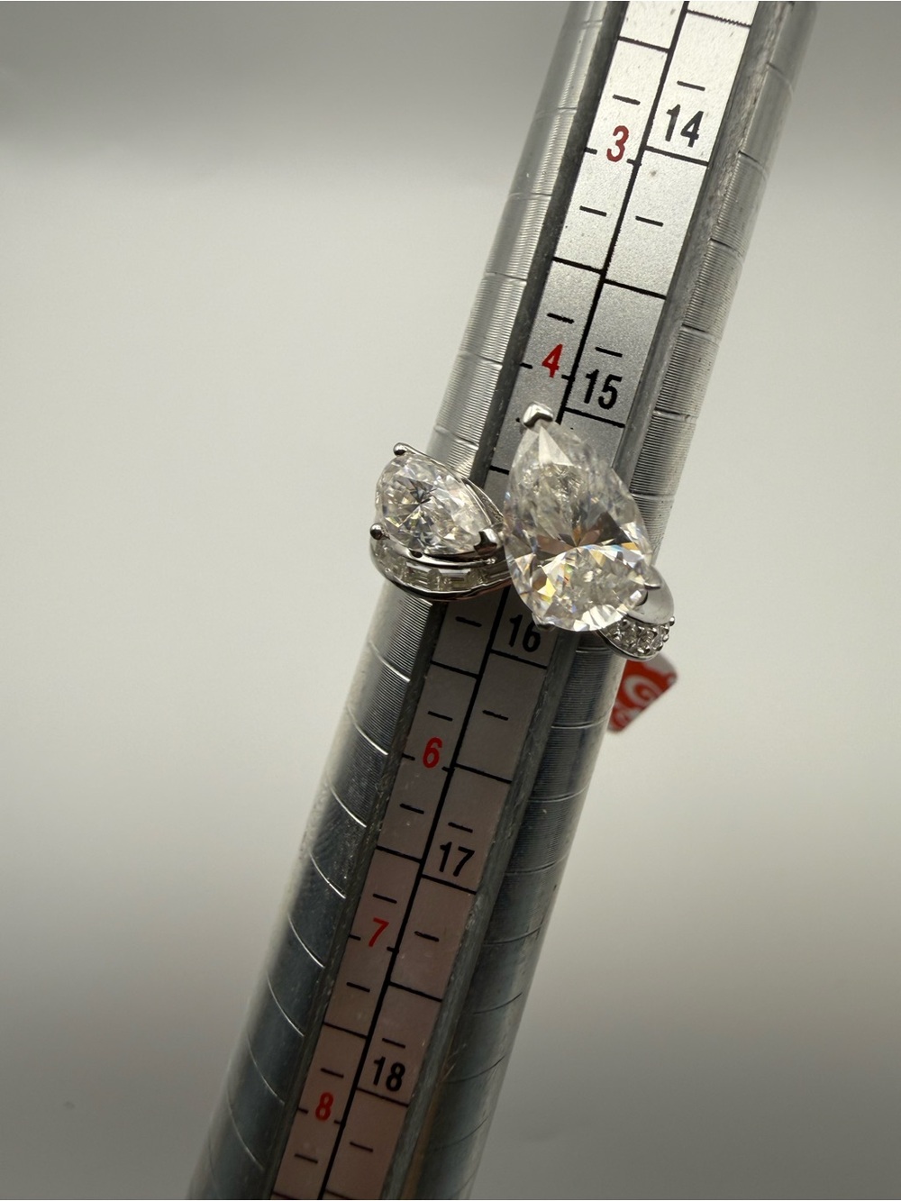Teardrop Double Stone Moissanite Silver Ring